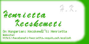 henrietta kecskemeti business card